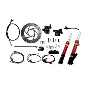 Front End Disc Conversion Kit, NCY Red for 50cc Honda Ruckus, Metropolitan