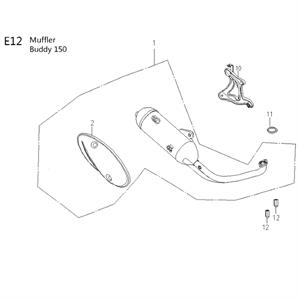 E12 - Muffler for 150cc Genuine Buddy