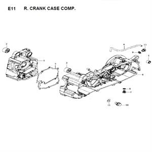 E11 - Right Crankcase for SYM HD200, RV200