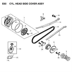 E03 - Cylinder Head Side Cover for SYM HD200, RV200