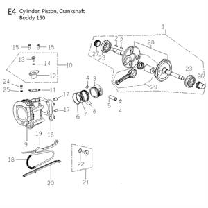 E04 - Cylinder Kit, Crankshaft for 150cc Genuine Buddy
