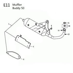 E11 - Exhaust for 50cc 2-Stroke Genuine Buddy