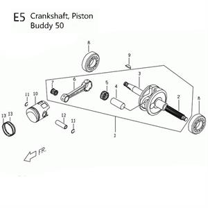 E05 - Crankshaft, Piston for 50cc 2-Stroke Genuine Buddy, RH