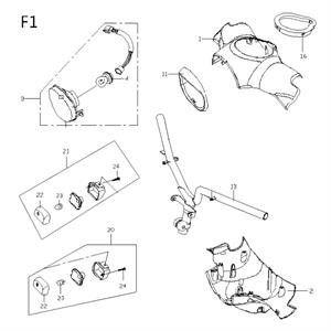 F01 - Headlight, Handlebar for 50cc 2-Stroke Genuine Buddy