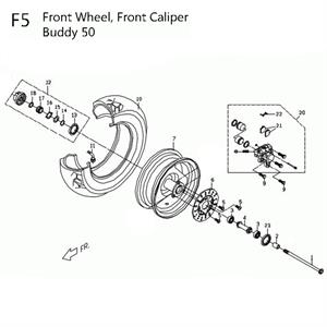 F05 - Front Wheel for 50cc 2-Stroke Genuine Buddy