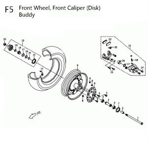 F05 - Front Wheel for 125cc - 170i Genuine Buddy