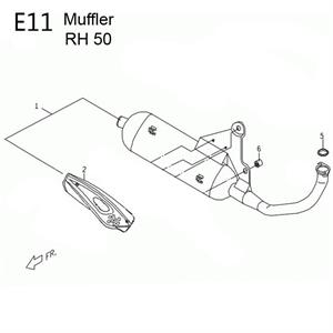 E11 - Exhaust for 50cc 2-Stroke Genuine RH