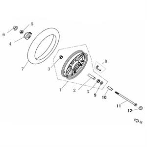 F04 - Front Wheel Assembly for 50cc Genuine Venture