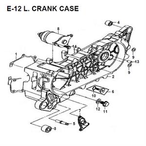 E12 - Left Crankcase for 50cc Lance Scooters