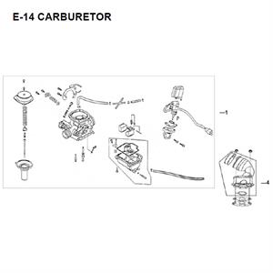 E14 - Carburetor for 50cc Lance, SYM Scooters