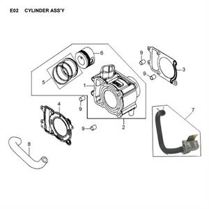 E02 - Cylinder Assembly for SYM HD200, RV200